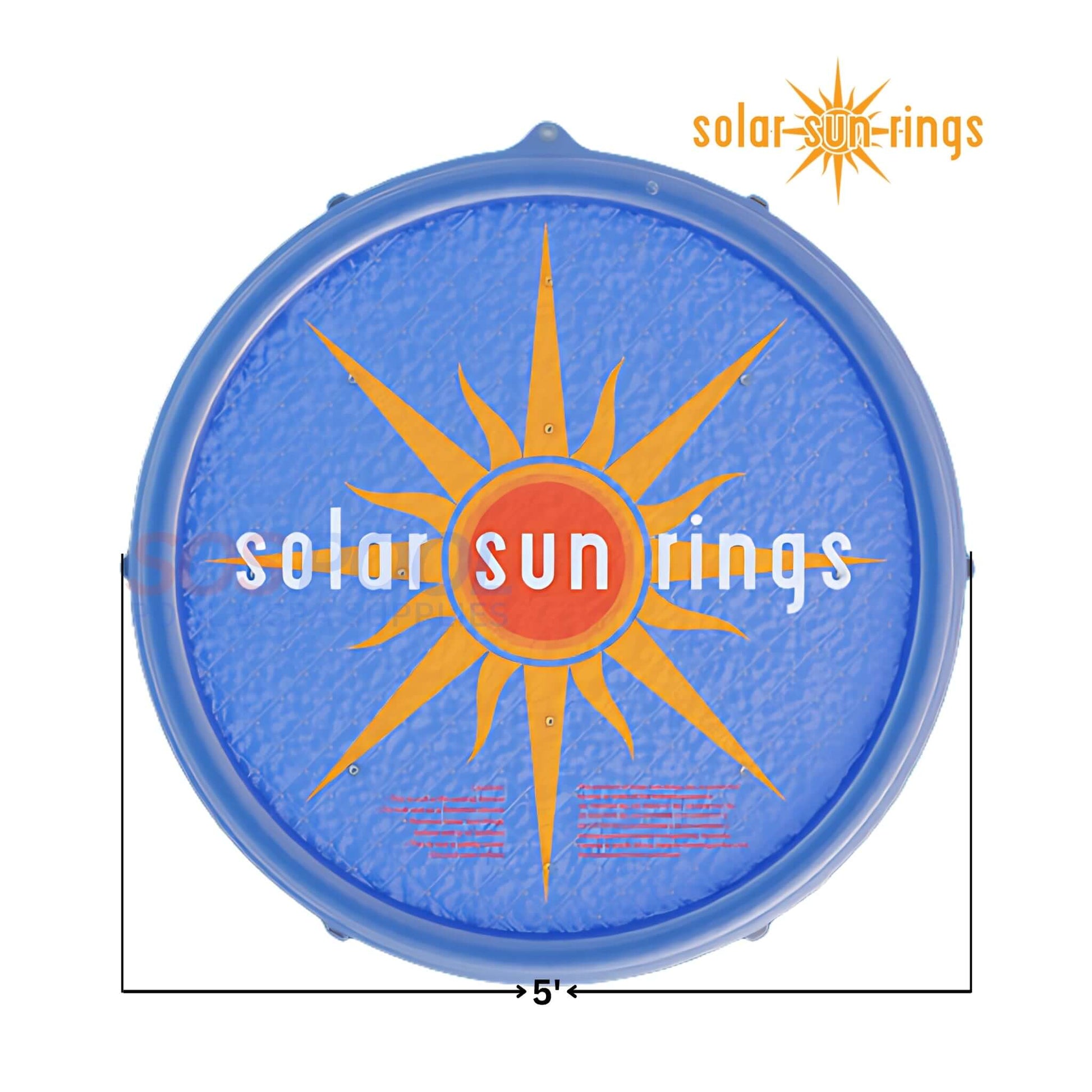 Solar Sun Rings Pool Cover SSRA-SB-02, 5' diameter, Sunburst Design, UV-resistant, passive solar heating device for SOS Pool.