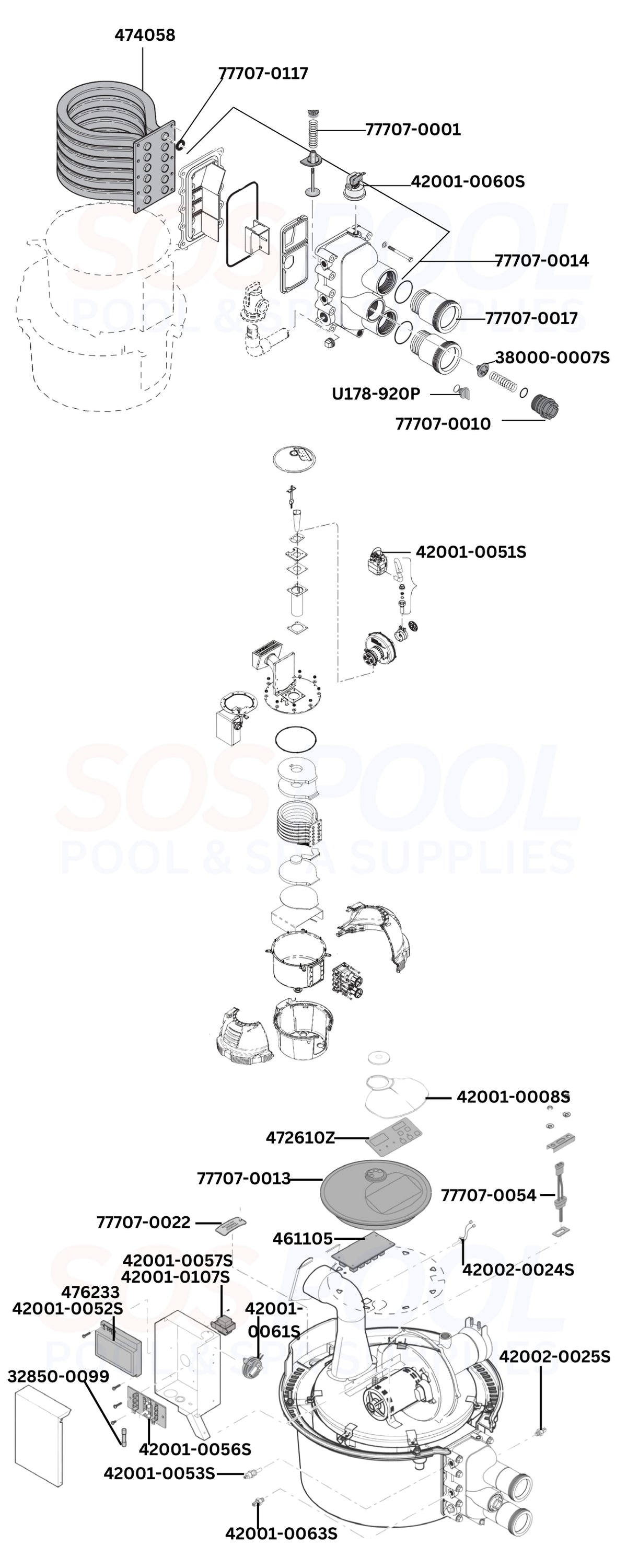 Sta-Rite Max-E-Therm SR200NA Heater Diagram & Part List