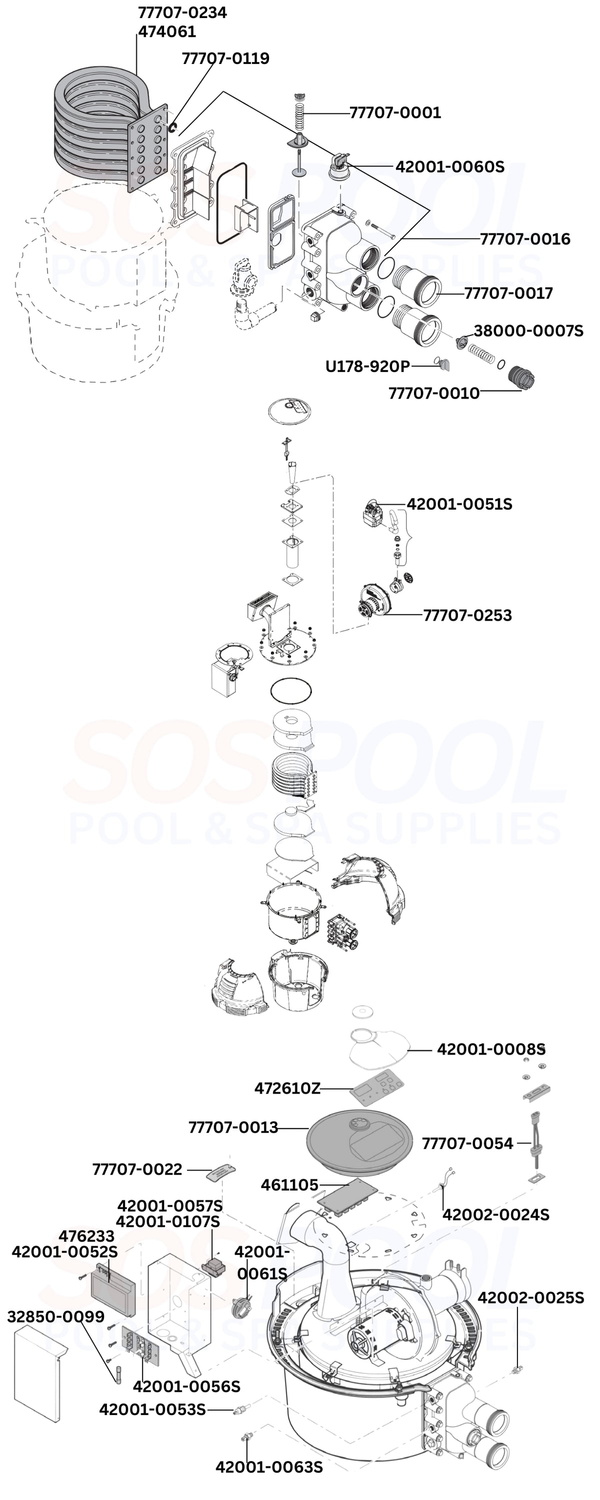Sta-Rite Max-E-Therm SR400NA Heater Diagram & Part List