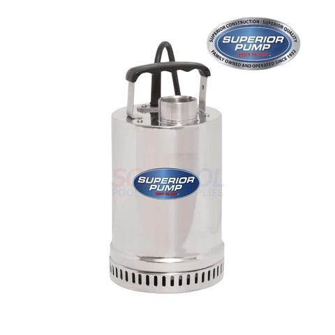 Superior Pump 1/4HP Utility Pump 91292 in stainless steel, ideal for pool water transfer, part of SOS pool supplies.