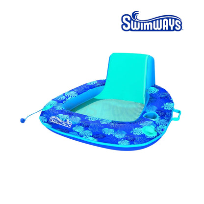 SwimWays Elite Spring Float Sunseat in blue, perfect for poolside lounging. SKU: 6069309, SOS Pool design.