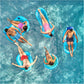 Group of friends relaxing on SwimWays Premium Spring Float Duo in a pool, enjoying summer vibes | SKU 6071270.