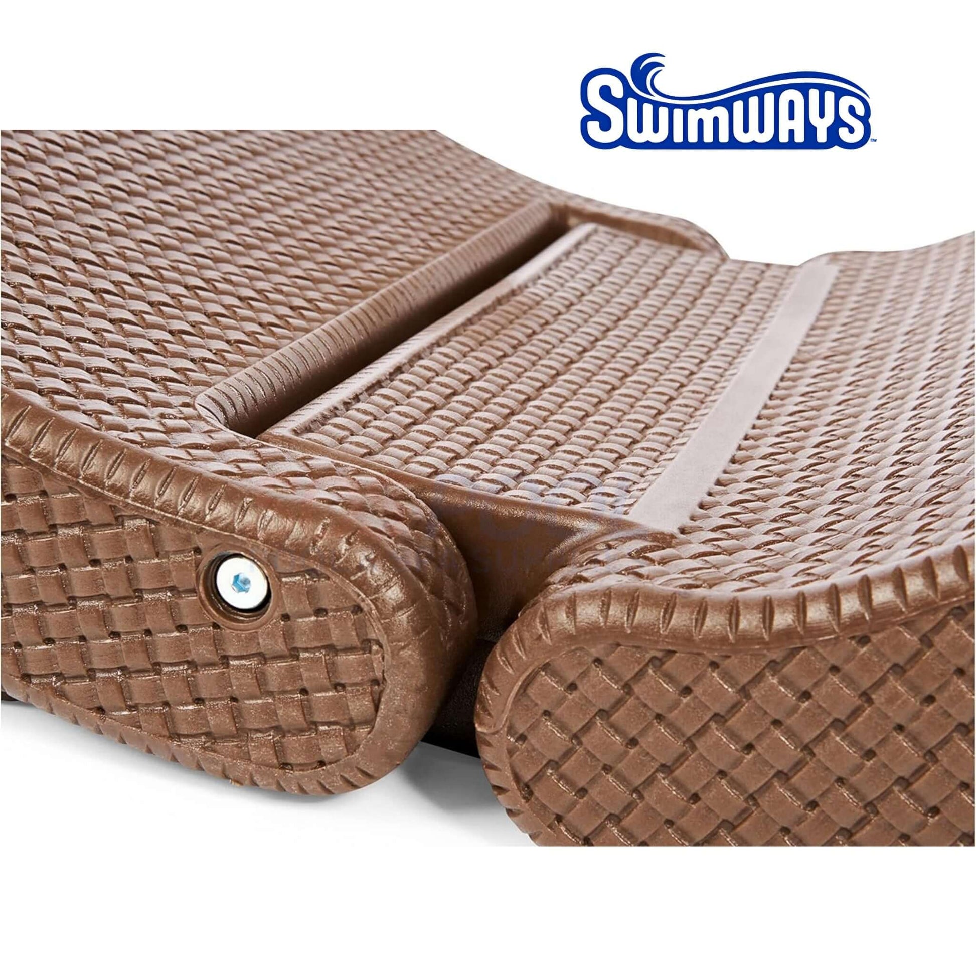 Close-up of SwimWays Terra Sol Sonoma Pool Lounge, SOS Pool, featuring rattan-style vinyl texture, SKU: 10001770.