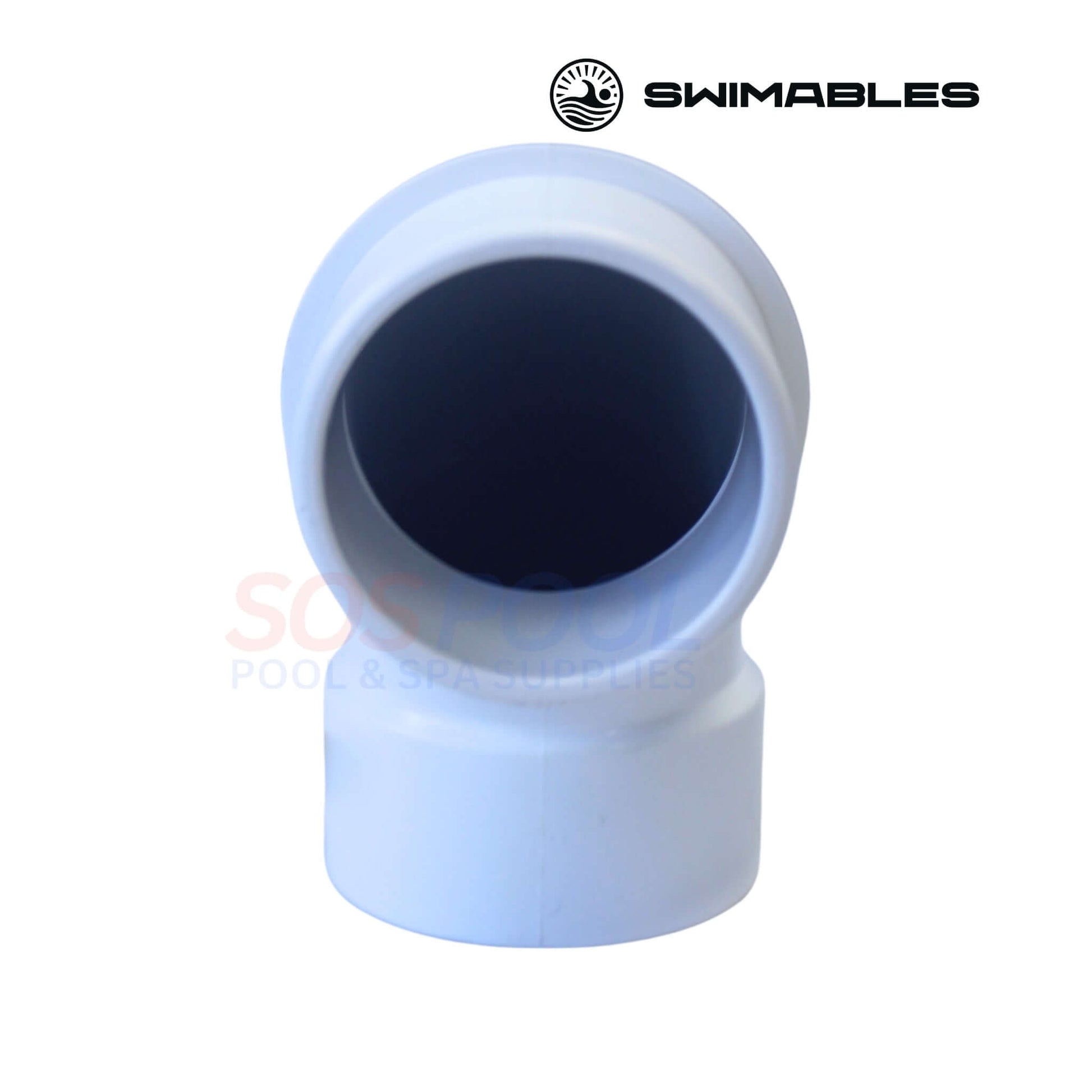 Swimables 2" Socket x 2" SPG Street Sweep 90 Elbow | SW-39-912, durable white PVC fitting for pool plumbing.