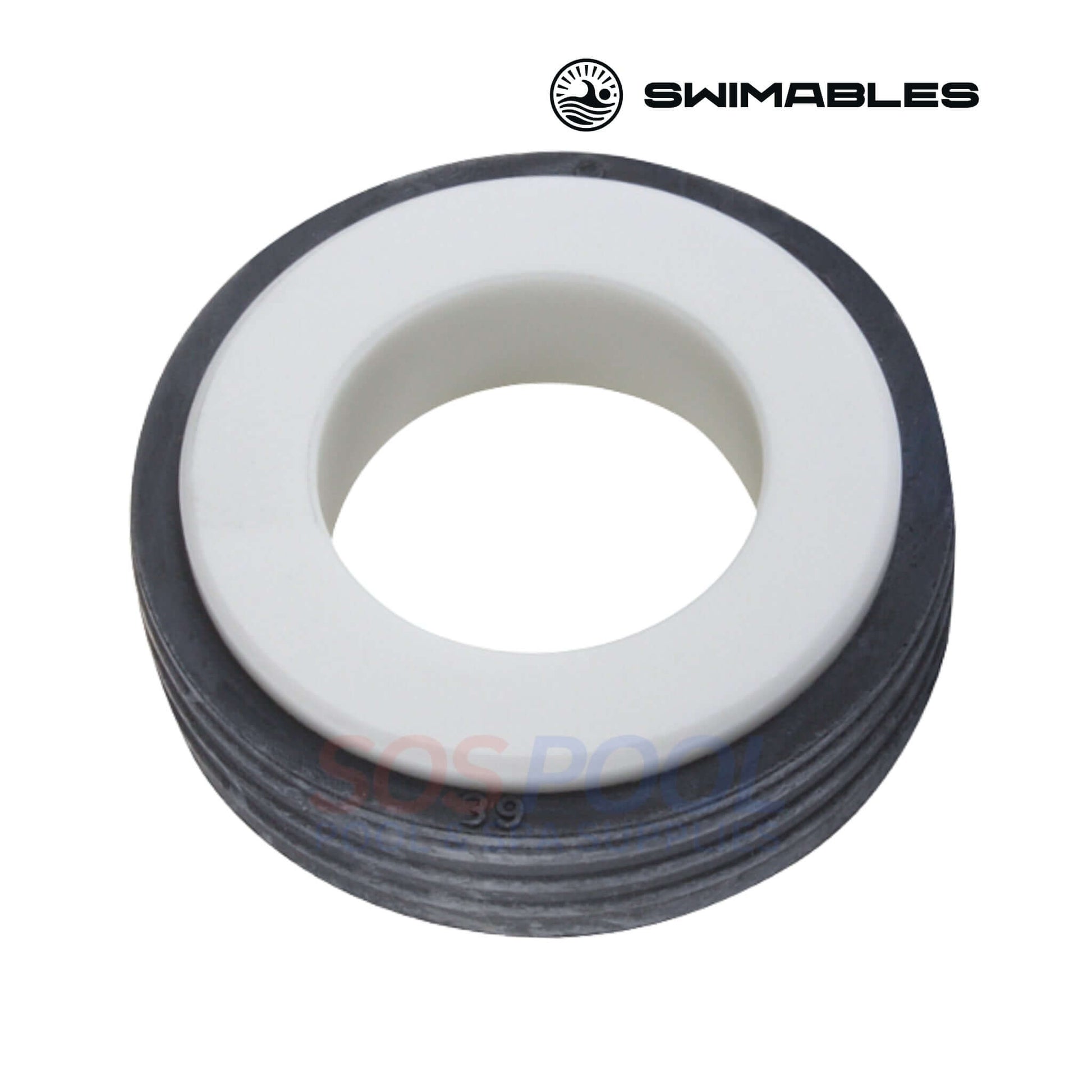 Swimables 5/8" Pump Seal Assembly | PS-1000 | SW-21-101 for pool pumps, shown in close-up, featuring black and white design.