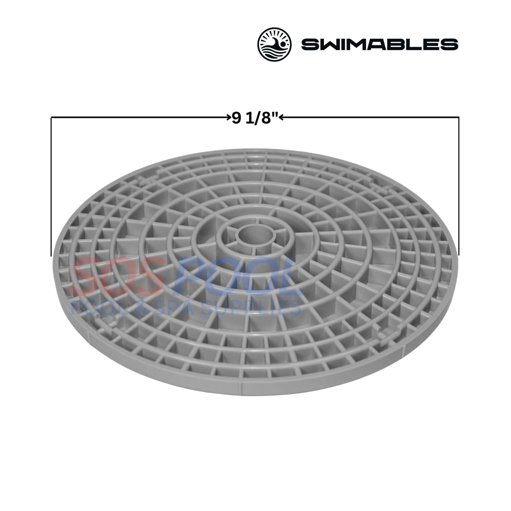 Swimables 9.125" gray skimmer lid for American Products, enhancing pool performance and maintenance access.