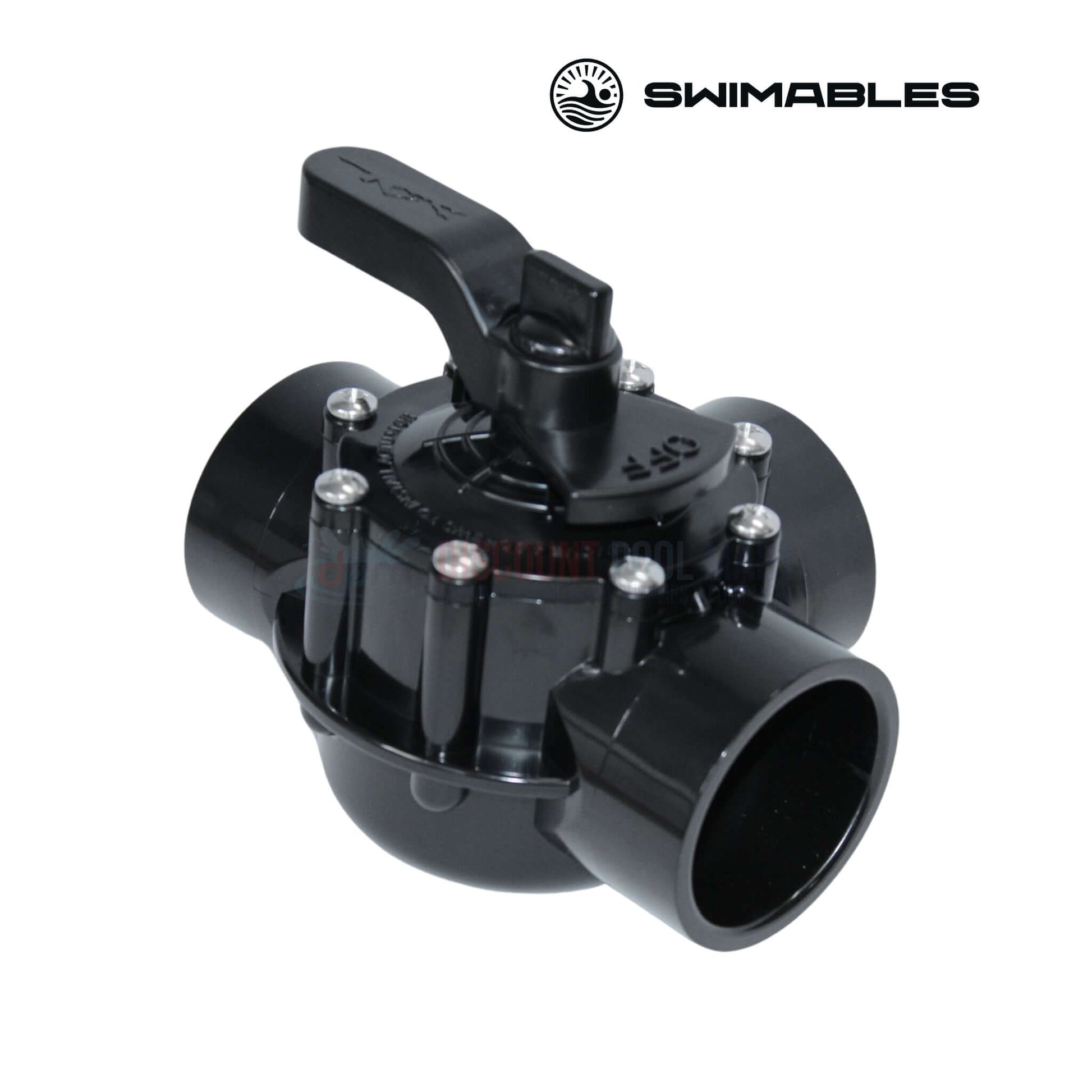 Swimables CPVC 3-Way Diverter Valve SW-35-320 for efficient pool and spa water flow management, SOS Pool compatible.