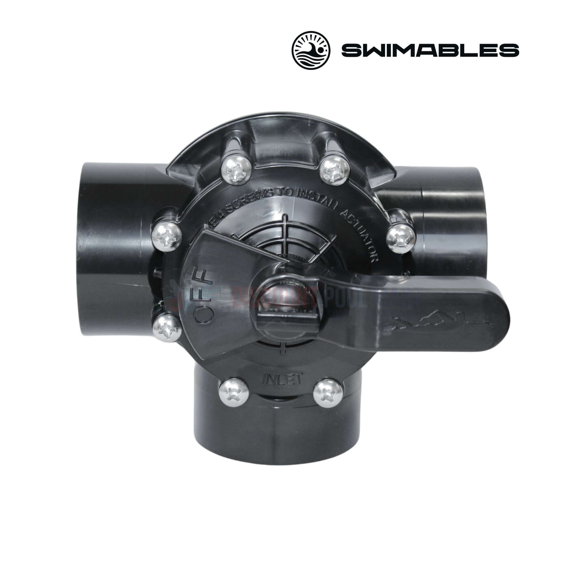 Swimables CPVC 3-Way Diverter Valve SW-35-320 for SOS Pool. Durable 2" x 2-1/2" water flow management solution.