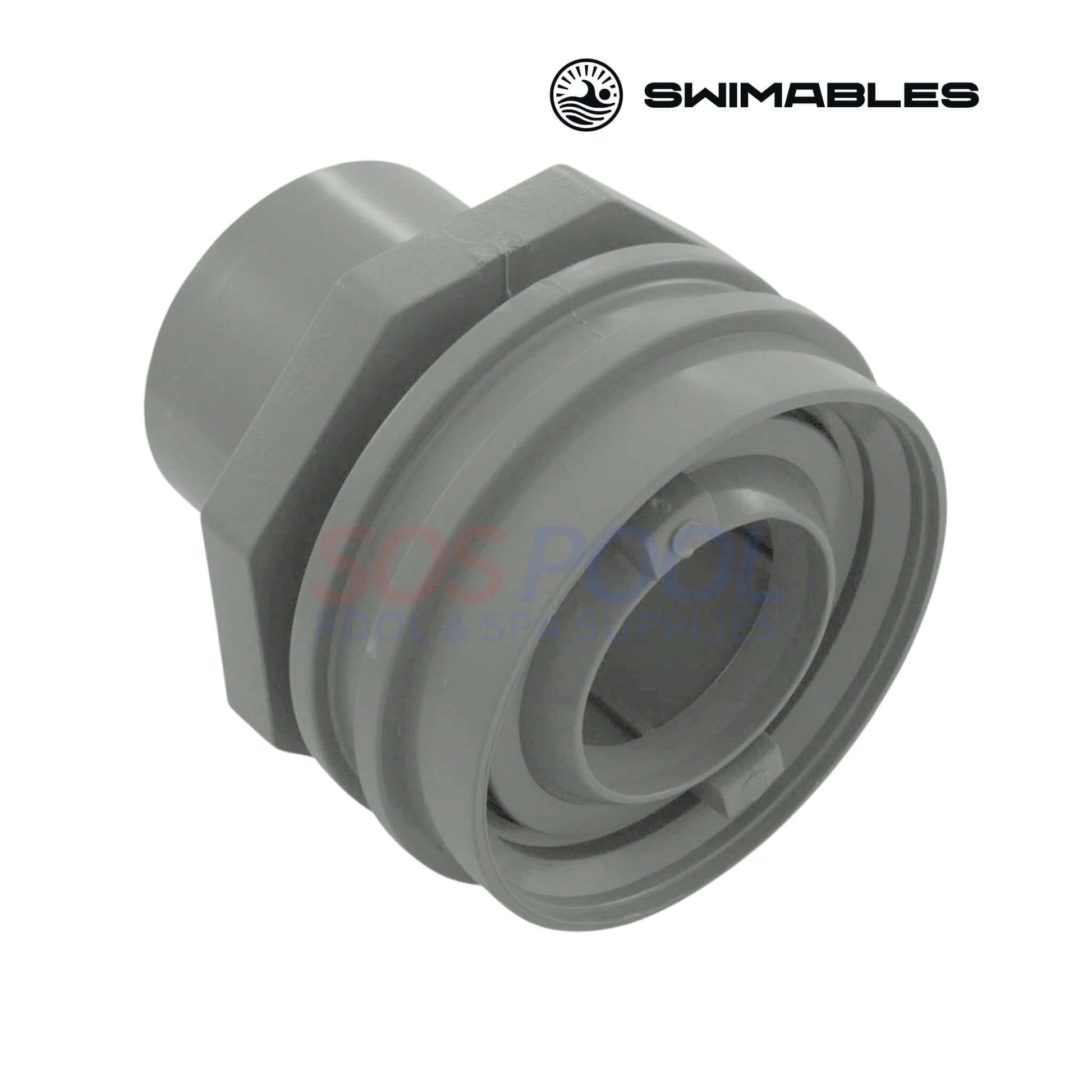 Swimables Gray Flush Mount Return Fitting | 1" Socket x 1" Eyeball | SW-30-816, gray ABS fitting for pool use from SOS Pool.