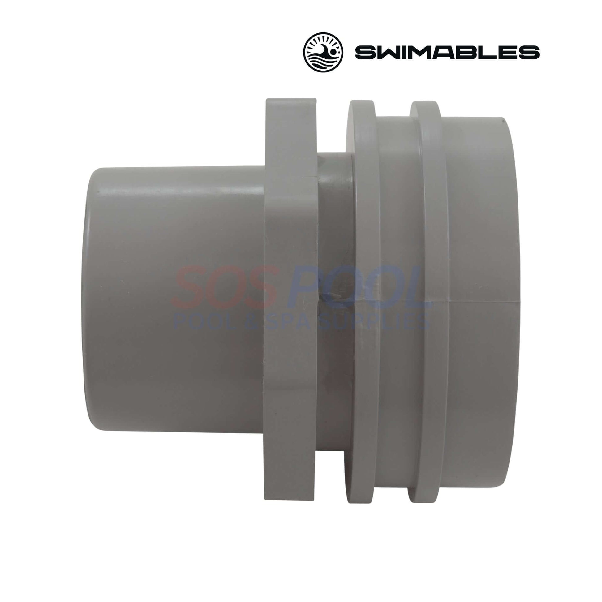 Swimables Gray Flush Mount Return Fitting | 1" Socket x 1" Eyeball | SW-30-816 side view in gray, ideal for pool supplies at SOS Pool.