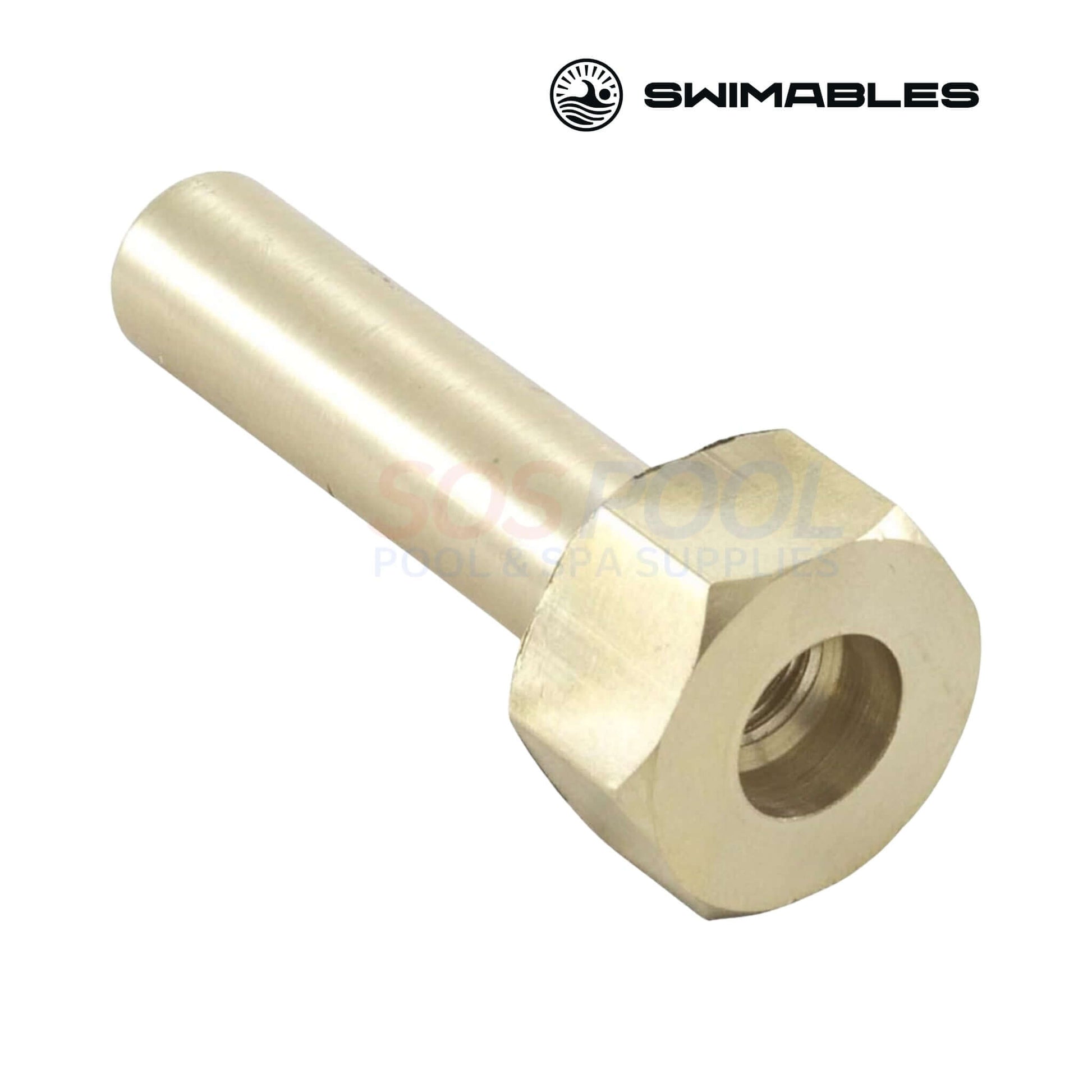 Swimables Hayward Filter Brass Sleeve Nut | DEX2400JN | SW-27-110 showing shiny brass finish, used for securing filter clamps in pools.