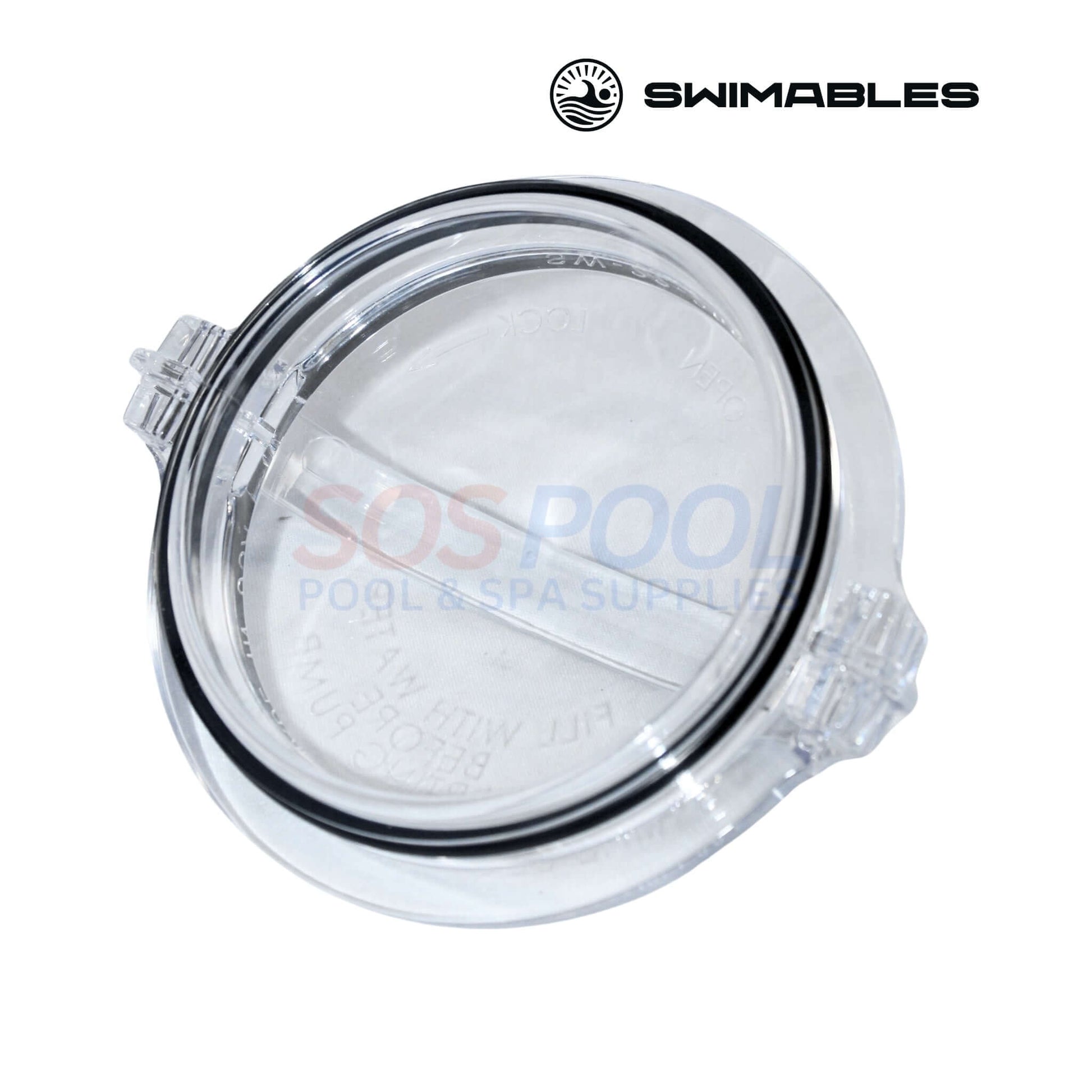 Swimables Hayward PowerFlo Strainer Lid | SPX1500D2A | SW-22-200 clear Lexan cover with O-ring for pool parts from SOS Pool.