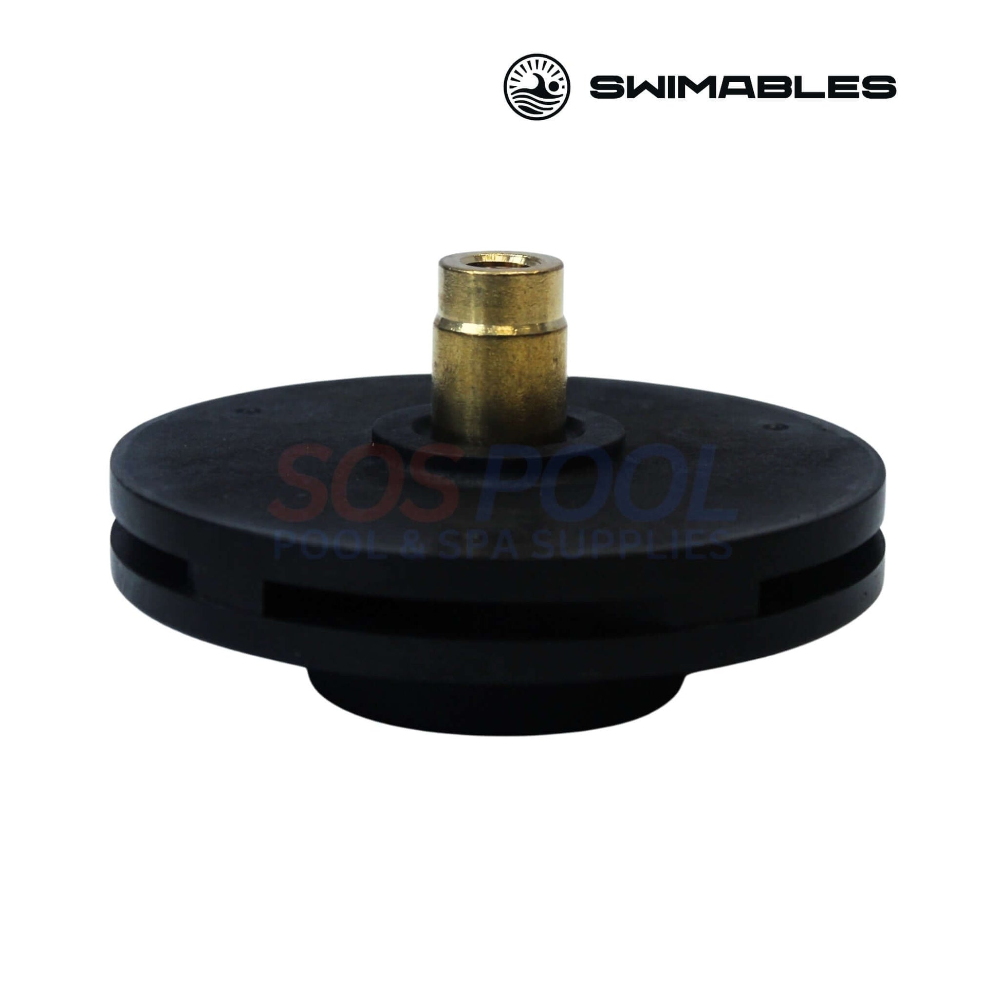 Swimables Hayward Pump 1HP Impeller | SPX2607C | SW-22-003, black with gold fitting, for pool supply replacement.