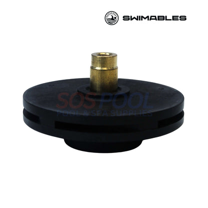Swimables Hayward Pump 1HP Impeller | SPX2607C | SW-22-003, black with gold fitting, for pool supply replacement.