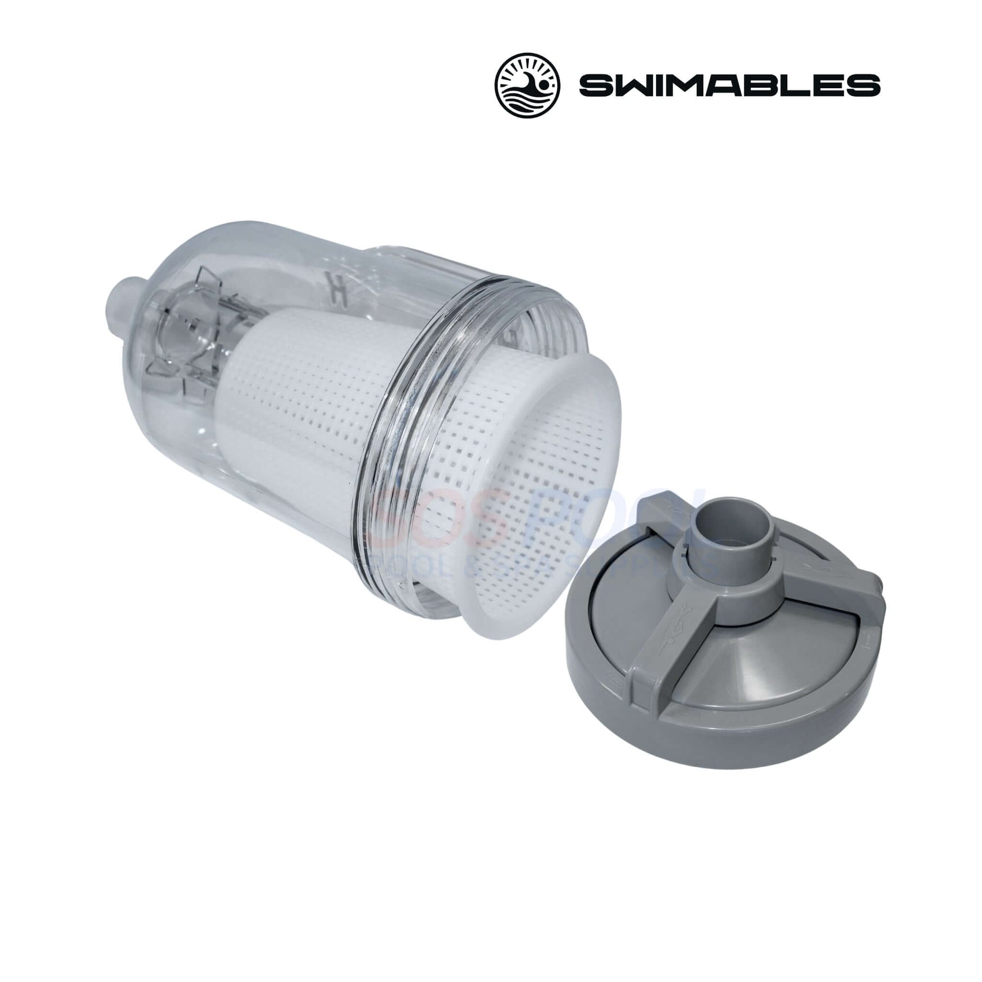 Swimables Heavy-Duty Standard Pool Leaf Canister, traps leaves and debris, model SW-10-560 for efficient pool cleaning.