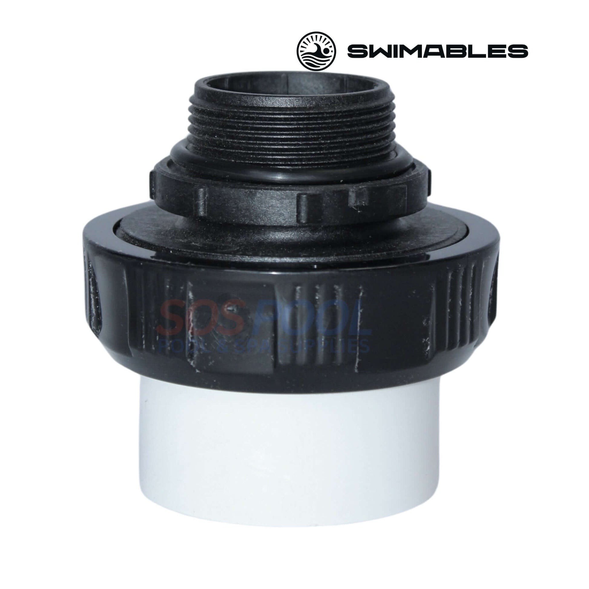Swimables Hi Temp Union SW-30-217, 1.5" MIP x 2" Socket, for pool and spa systems, high-temperature use. SOS Pool.