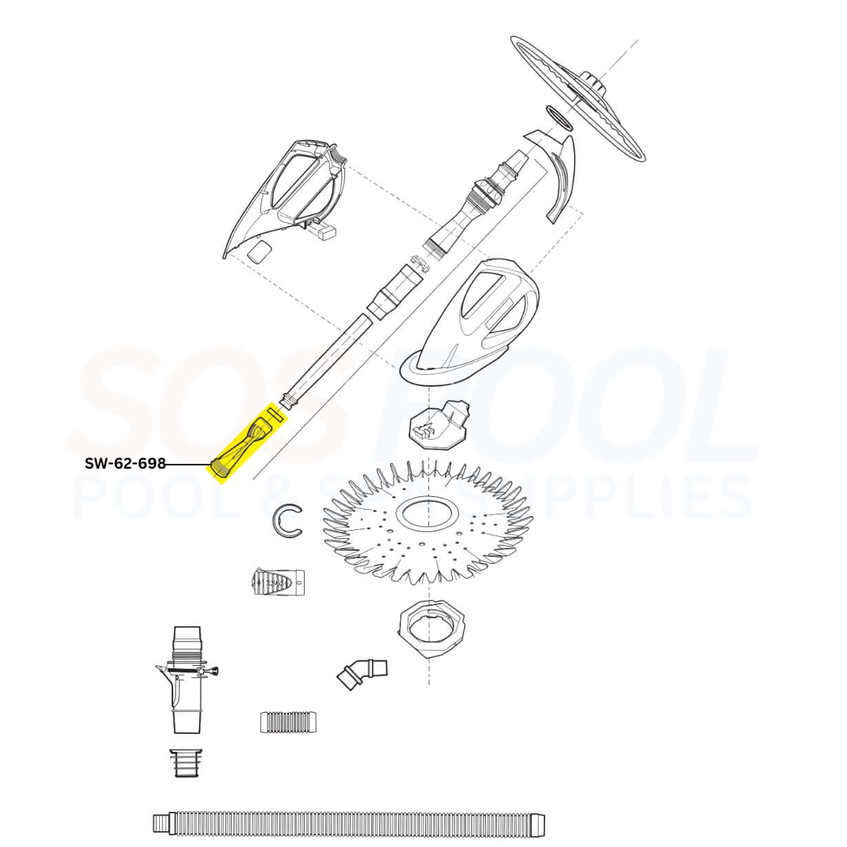 Diagram of Swimables Long Life Diaphragm SW-62-698, yellow part for Zodiac G3 & G3 Pro pool cleaners from SOS Pool.