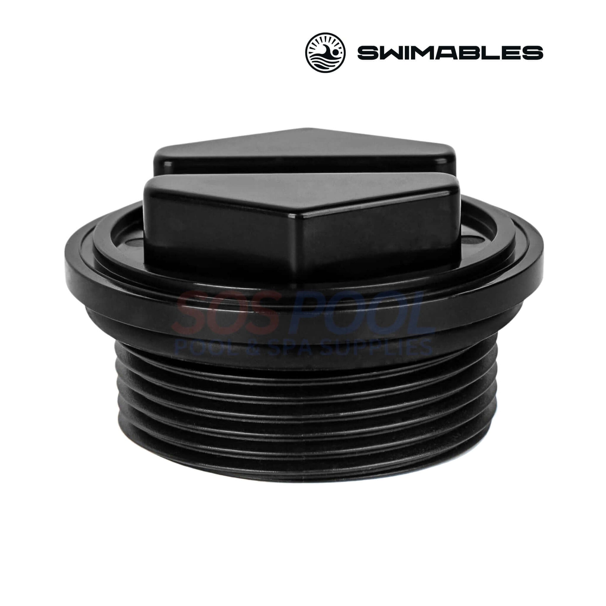 Swimables Pentair Filter 1.5" Drain Plug | 86202000 | SW-26-862, black drain plug, top view, pool supplies by SOS Pool.