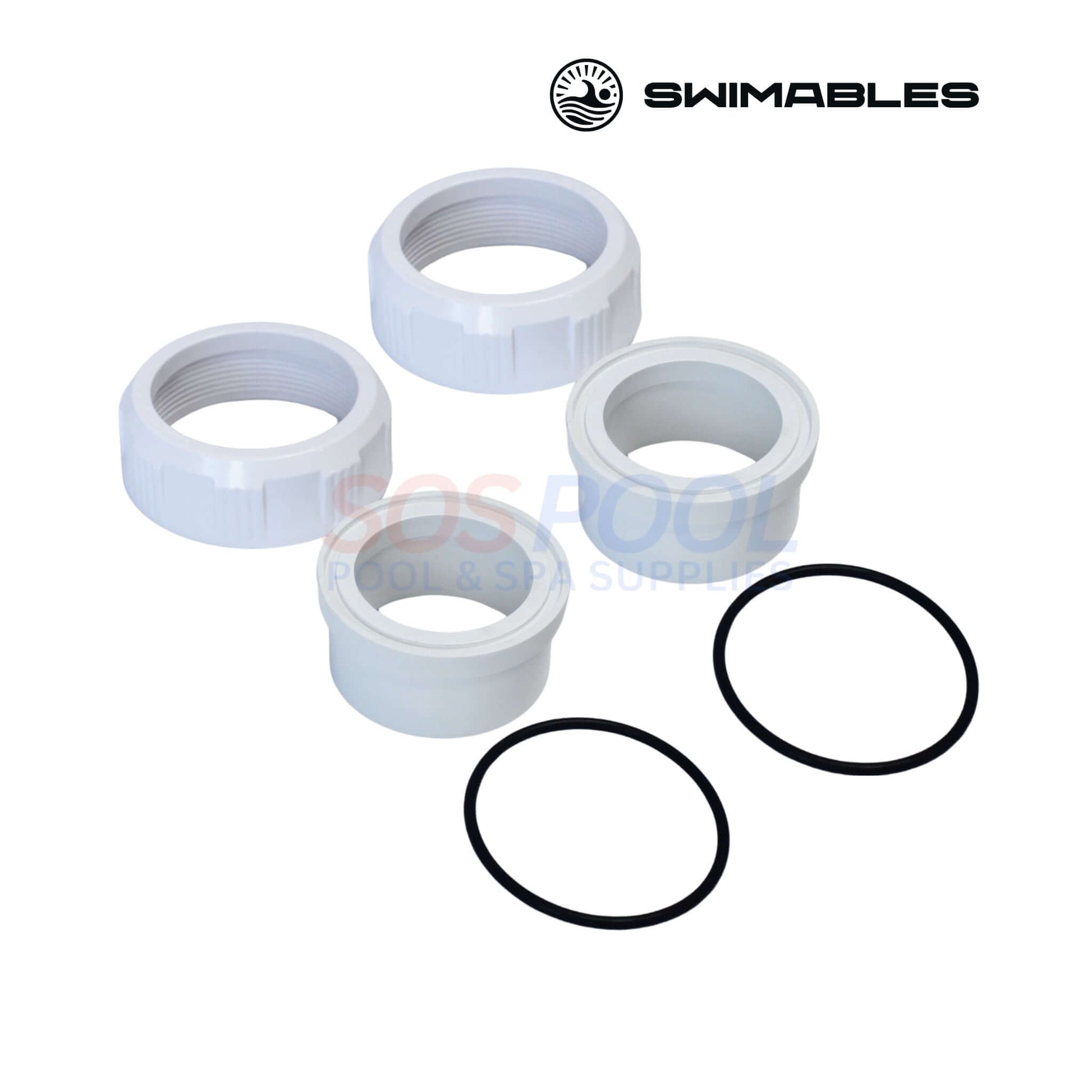 Swimables Pentair Heater 2" Half Union Adapter Kit | PKG188Z | SW-41-188 showing 2" slip unions and O-rings for reliable pool connections. SOS Pool supplies.