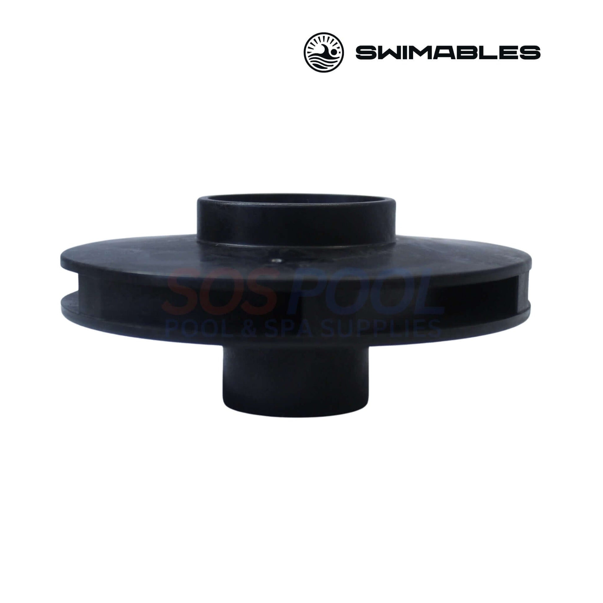 Swimables Pentair WhisperFlo 3HP Impeller | 073131 | SW-21-006, black impeller used in swimming pool pumps, showing side view.