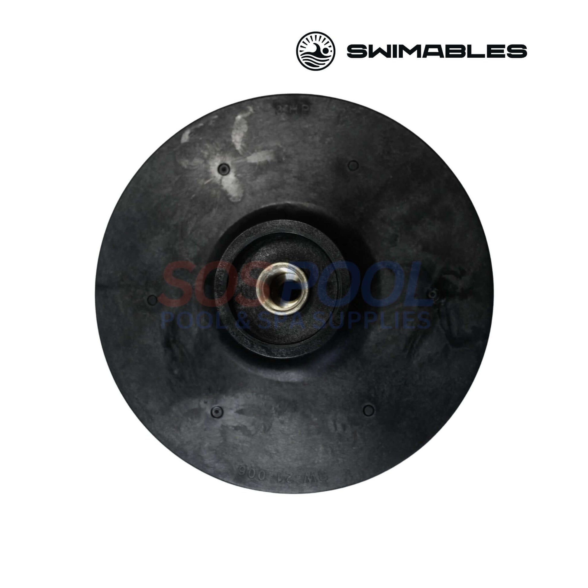 Swimables Pentair WhisperFlo 3HP Impeller | 073131 | SW-21-006, black impeller top view for pool pumps, SOS Pool supplies.