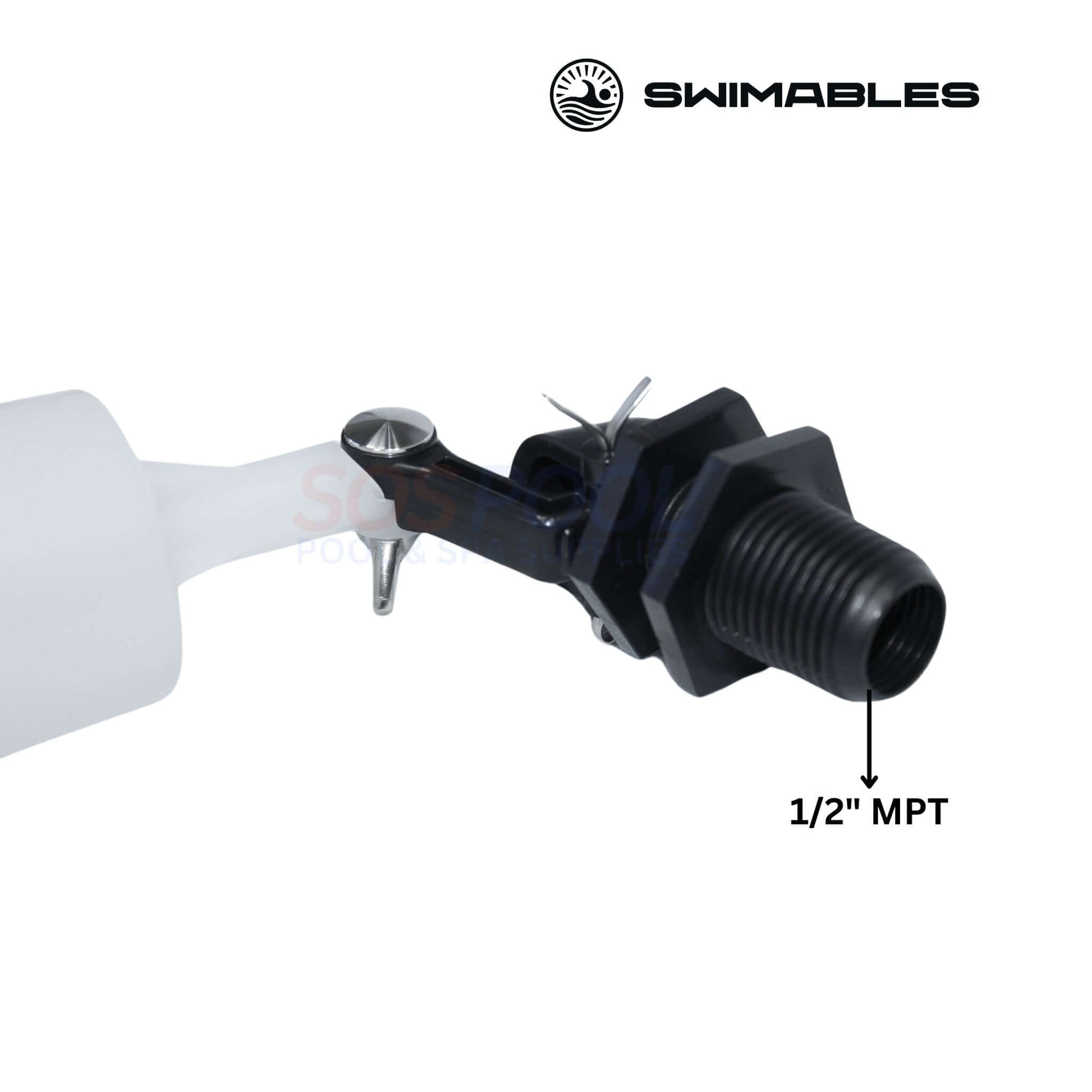 Swimables Water Leveler Float SW-30-000 with 1/2" MPT connection for SOS Pool systems, ensuring optimal water levels.