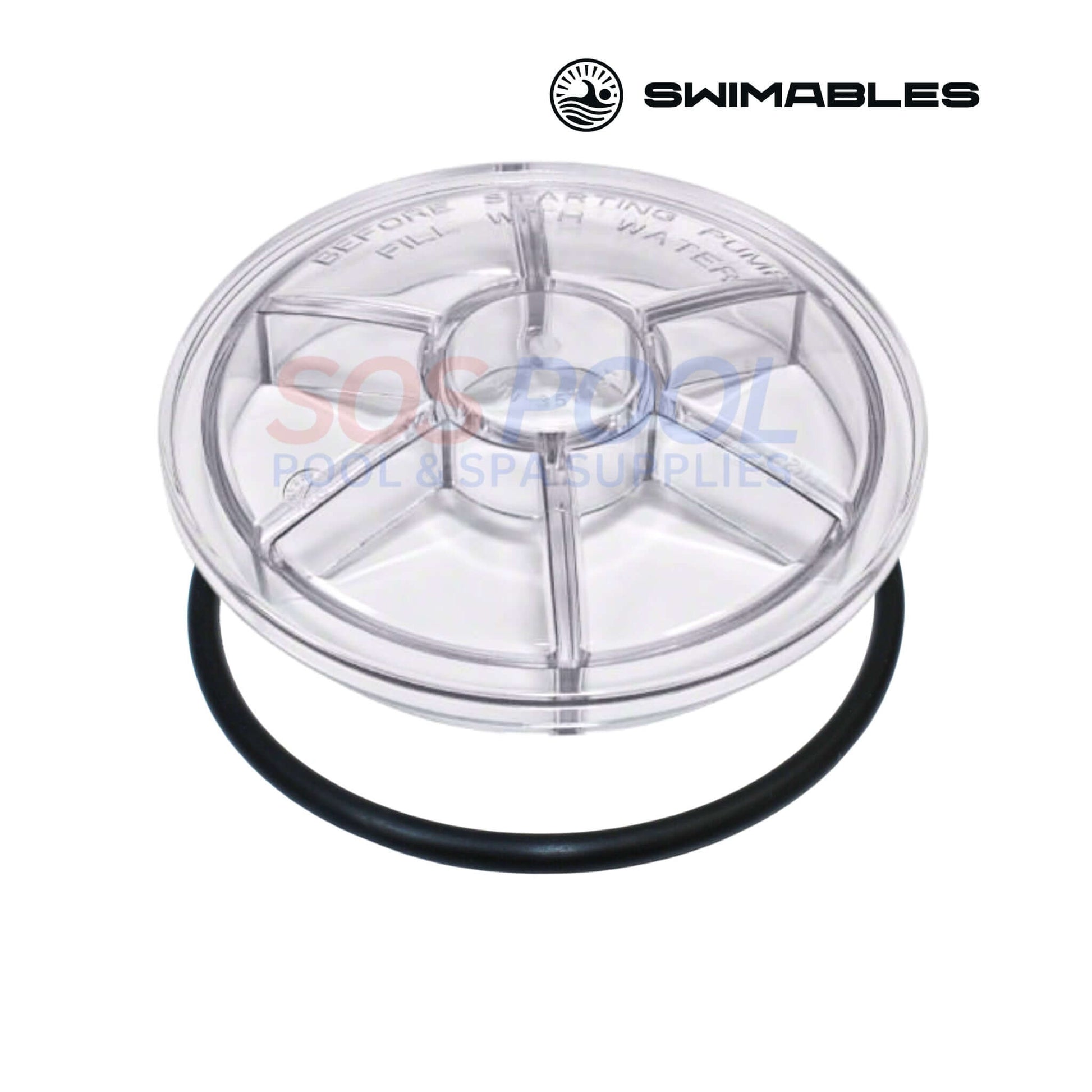 Swimables Wet End Volute Pot Kit part, pump basket with O-ring for SOS Pool system compatibility.