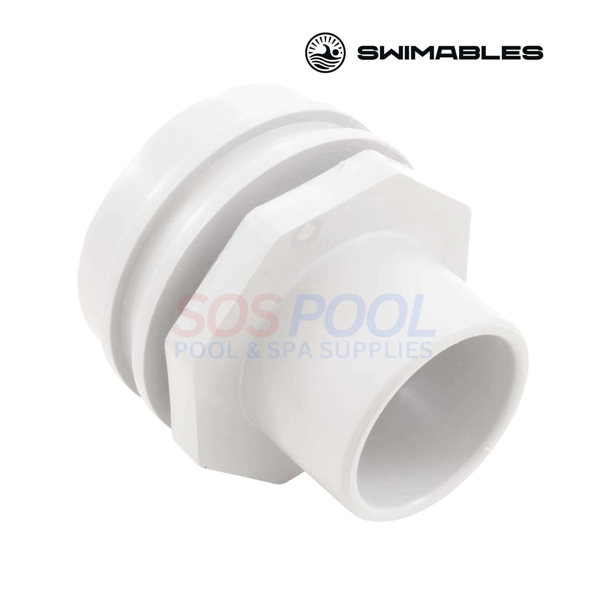 Swimables White Flush Mount Return Fitting | 1" Socket x 1" Eyeball | SW-30-815, showing white ABS material and flush mount design.