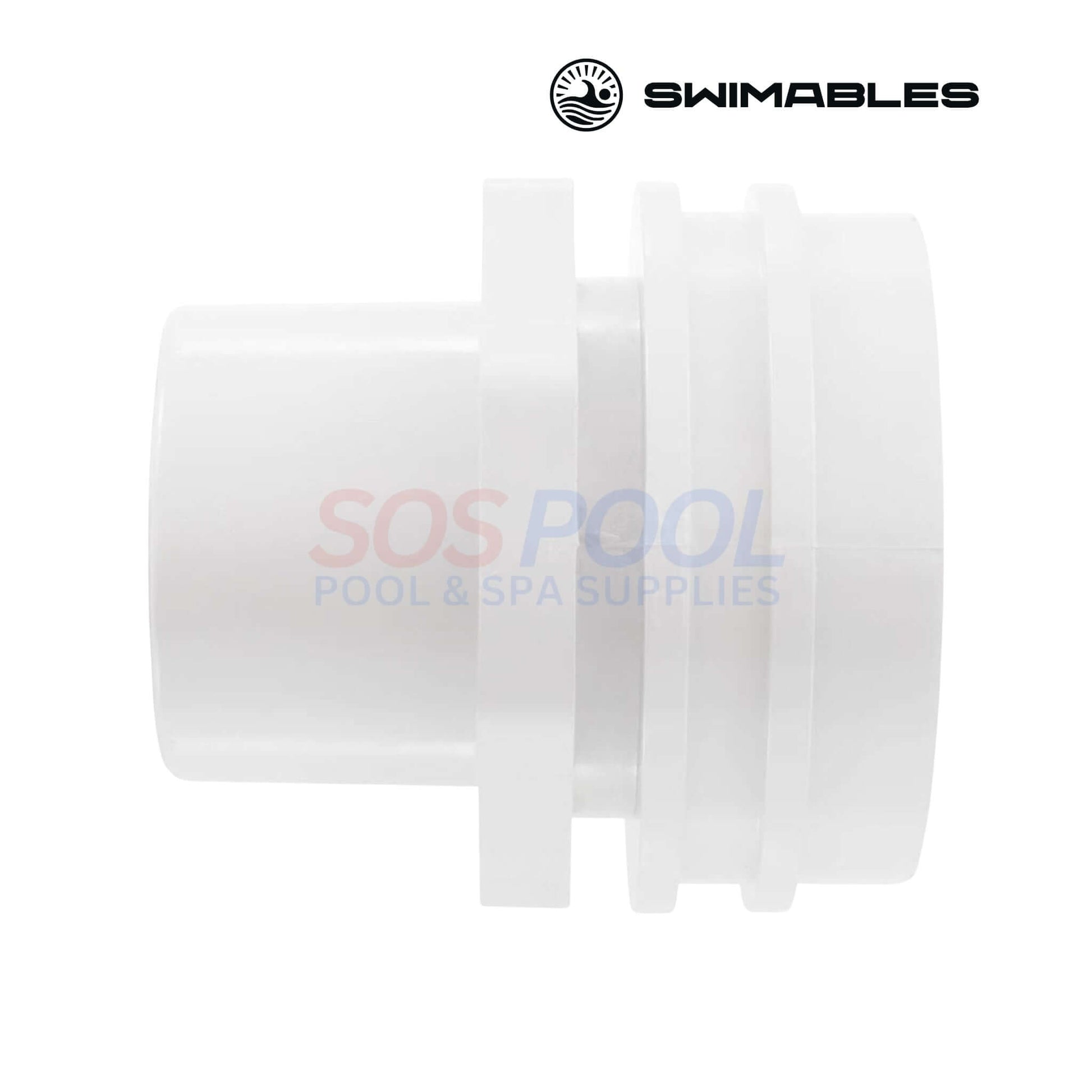 Swimables White Flush Mount Return Fitting | 1" Socket x 1" Eyeball | SW-30-815, white ABS part for pool installations.