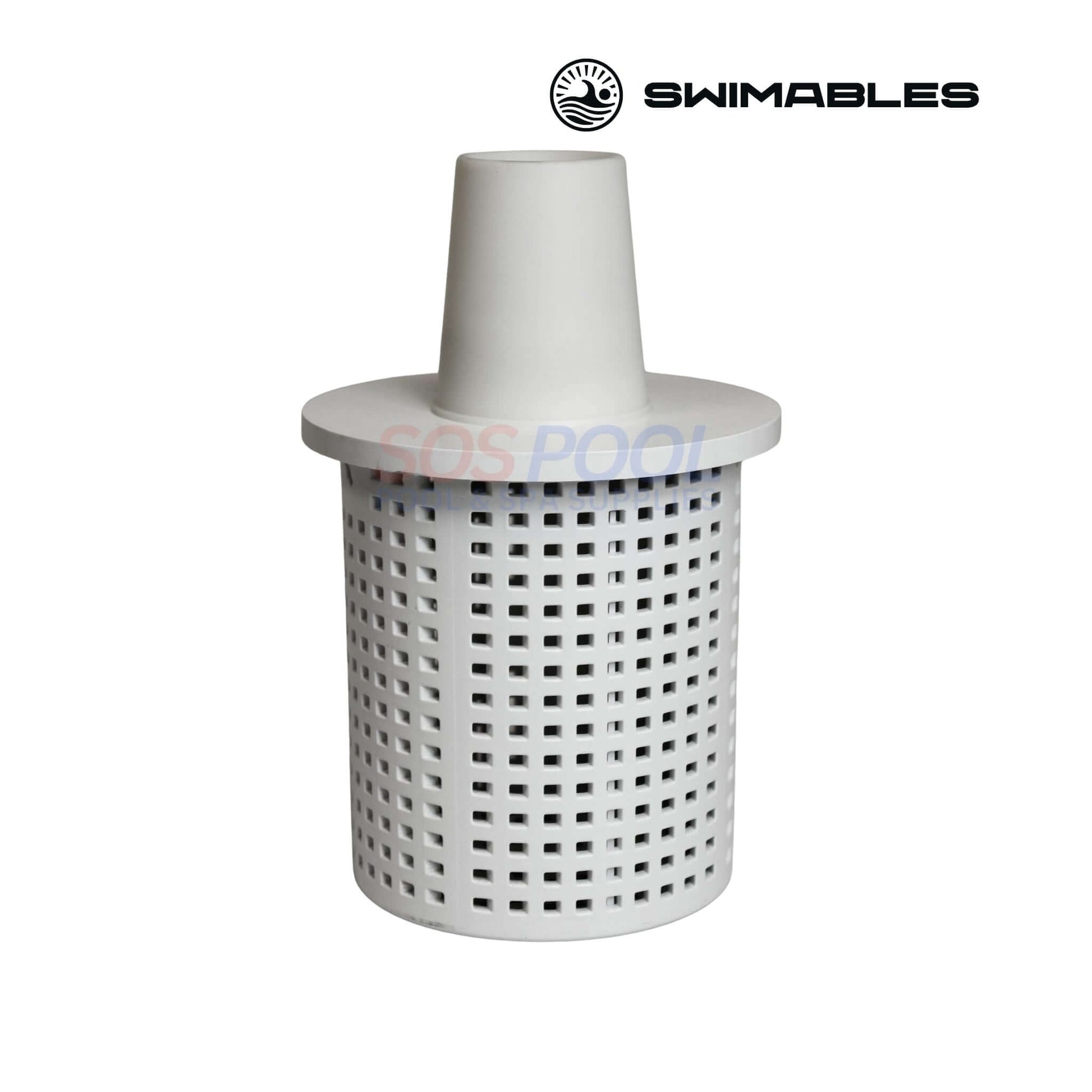 Swimables Inverted Skimmer Basket | SW-91-099 in white, designed for effective debris capture in inground pools, from SOS Pool.