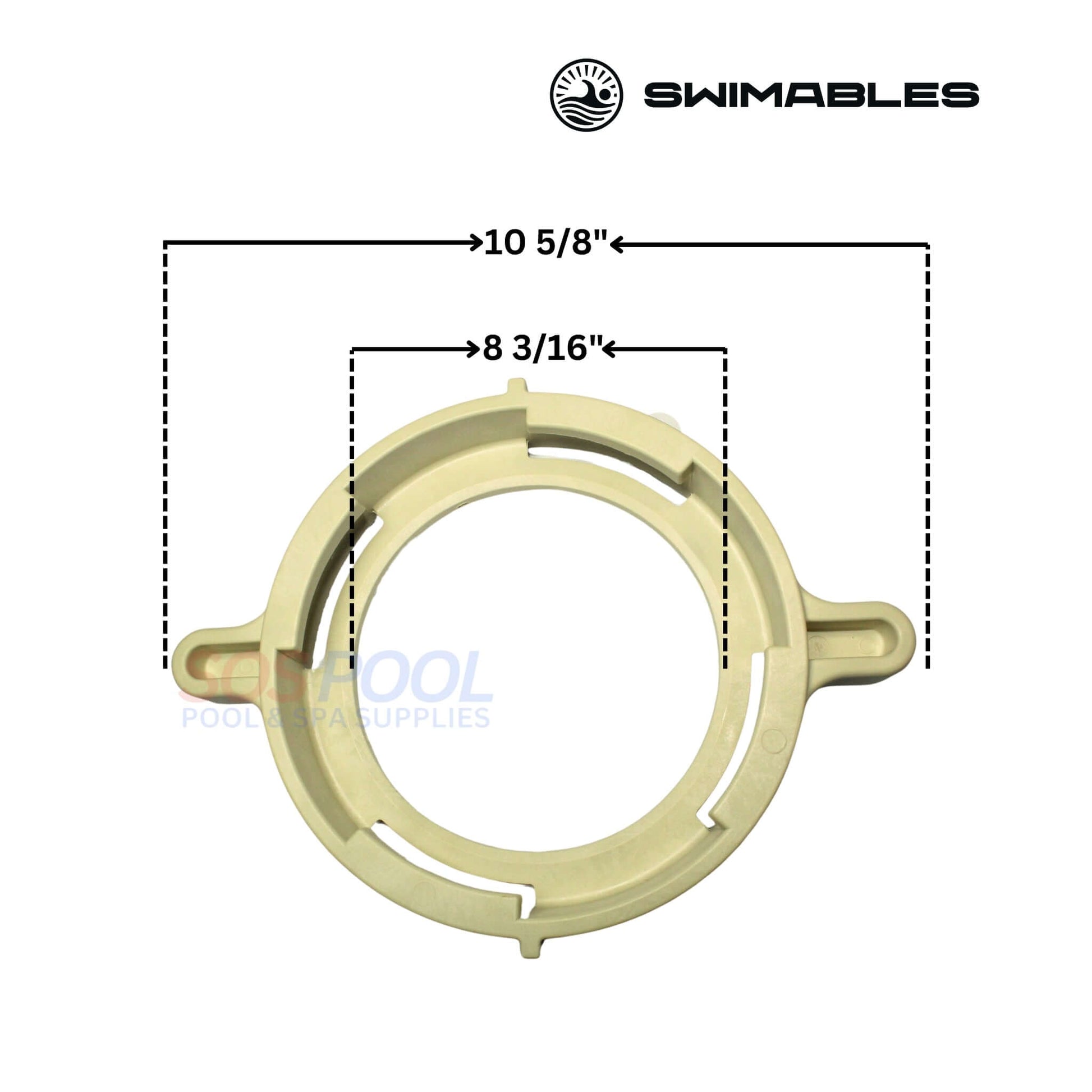 Swimables Lid Clamp Locking Ring for Pentair WhisperFlo & Intelliflo Pumps. Dimensions: 10 5/8" x 8 3/16". Durable for pool efficiency.