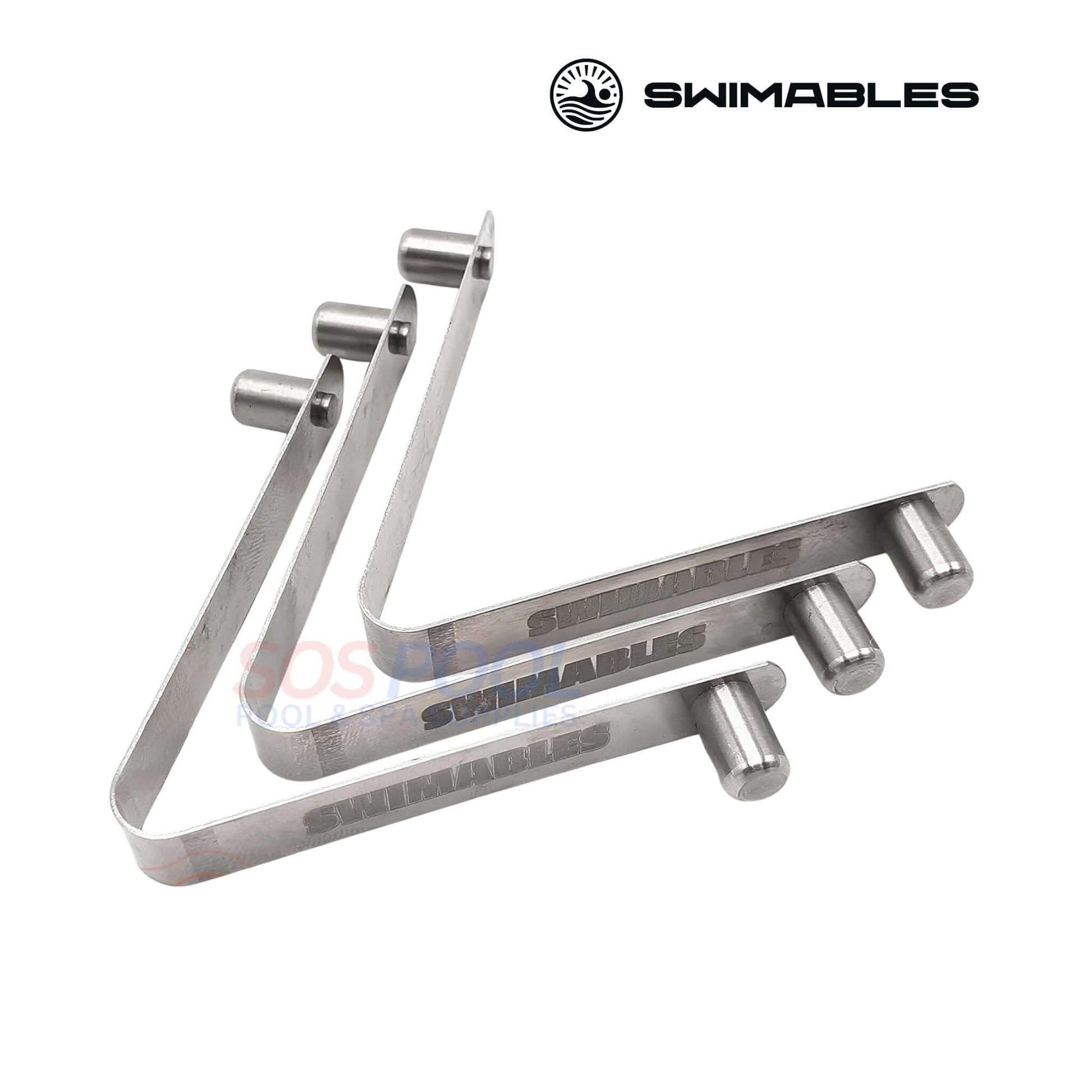 Swimables Stainless Steel V-Clips 3 Pack | SW-10-033 showing durable, rust-resistant clips for pool cleaning tools, perfect for SOS pool supplies.