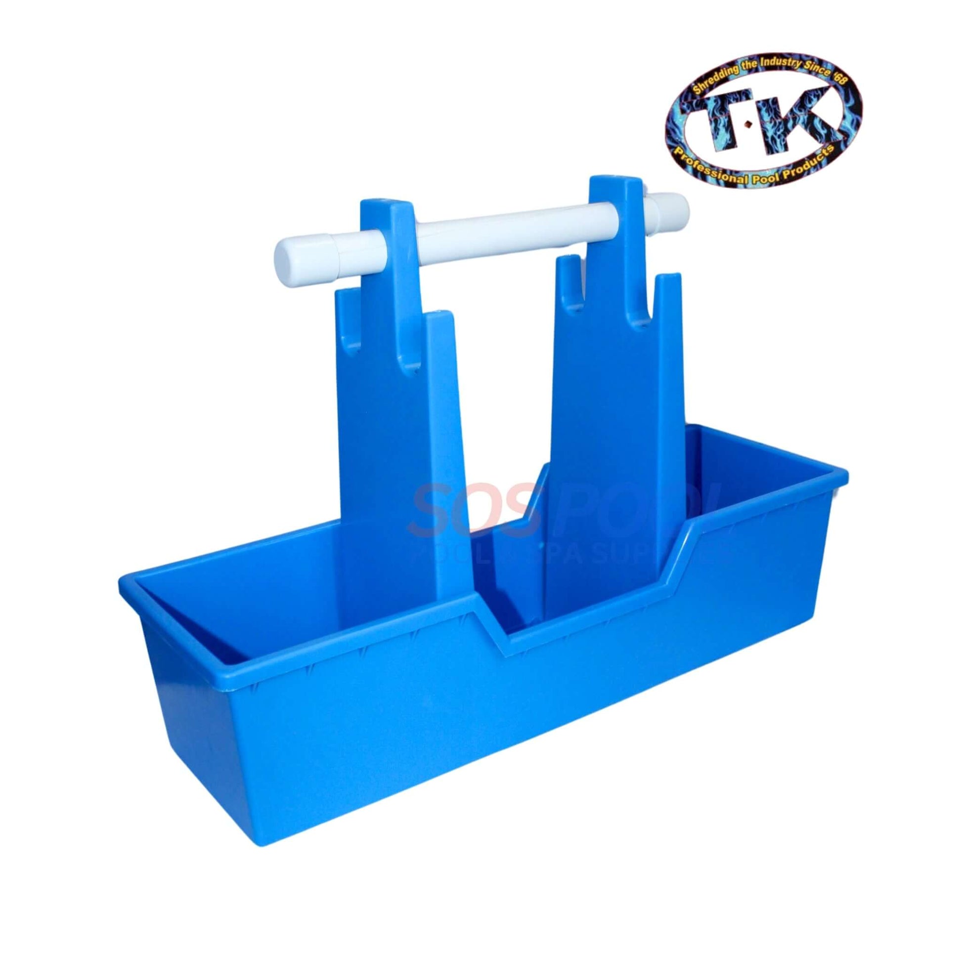 Durable T&K Pool Product Caddy Box TKCB, versatile storage for SOS Pool maintenance tools and chemicals.