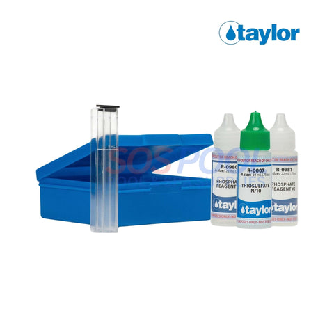 Taylor Complete Pool Phosphate Test Kit K-1106, includes test tubes and reagents, perfect for SOS Pool monitoring.