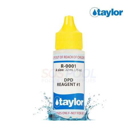 Taylor DPD Reagent #1 0.75 Oz dropper bottle for chlorine testing in pools and spas, SKU: R-0001-A, SOS Pool.
