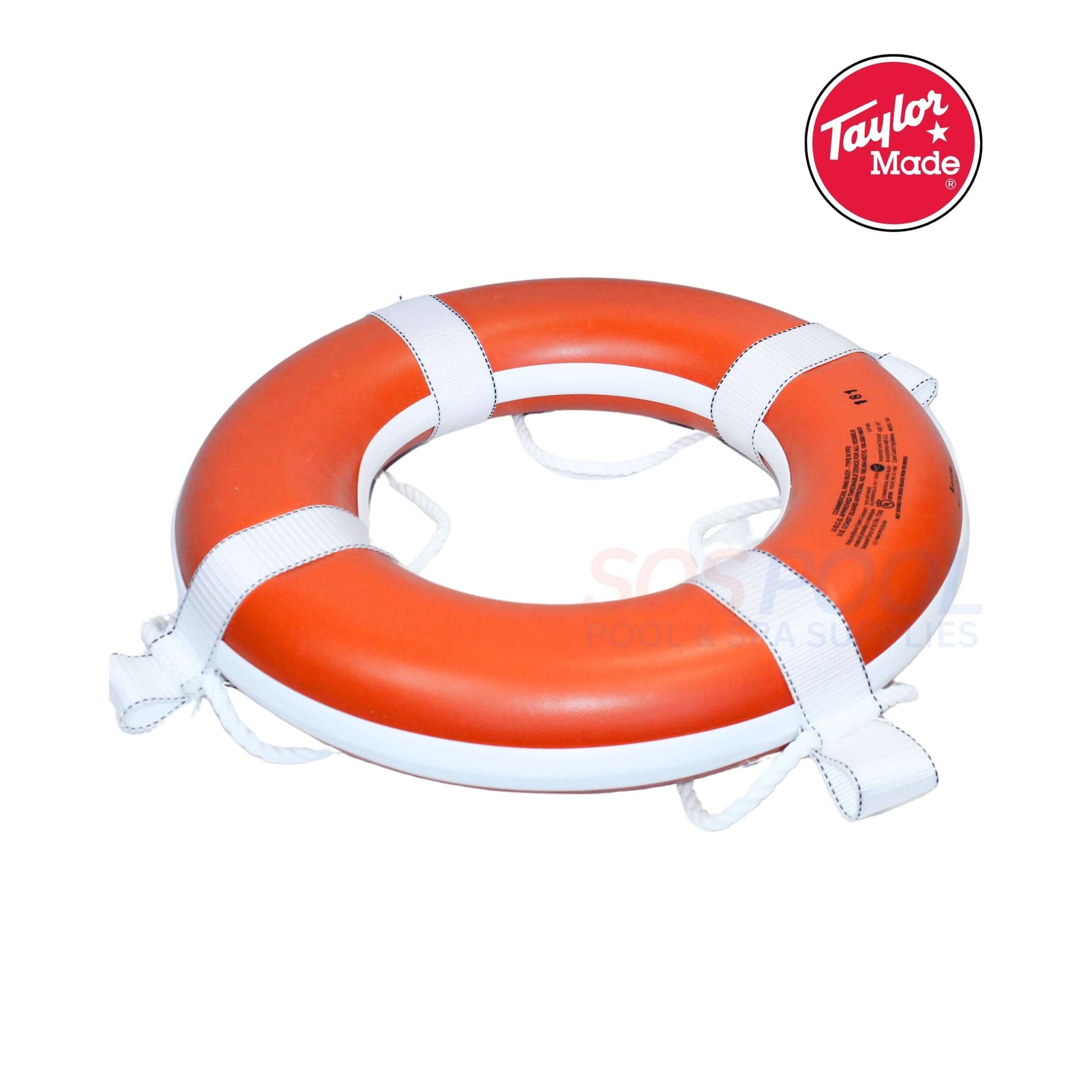 Taylor Made 20" Foam Buoy Life Ring, CGA approved, orange, for SOS Pool safety and durability.
