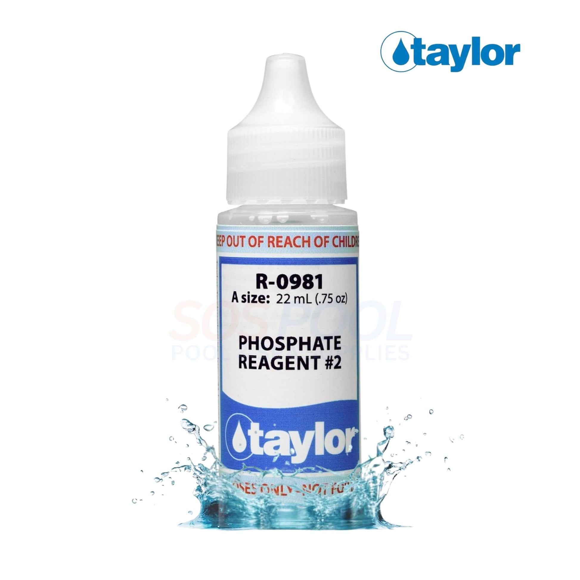 Taylor Phosphate Reagent #2 | 0.75 oz | R-0981-A drop bottle in water, perfect for accurate pool phosphate testing.
