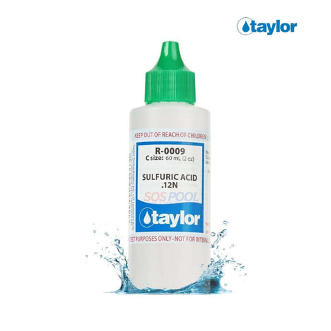 Taylor Sulfuric Acid .12N Reagent R-0009-C for SOS Pool, 2 Ounces, reliable chemical testing solution.