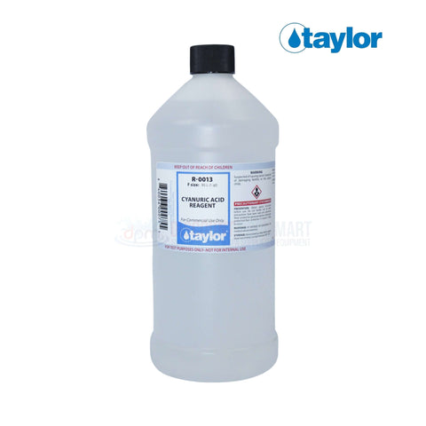 Taylor Cyanuric Acid Reagent 1 Qt bottle for precise cyanuric acid measurement in pools, SKU: R-0013-F.