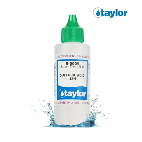 Taylor Sulfuric Acid .12N 0.75 Oz dropper bottle R-0009-A for pool water testing. SOS Pool reagent.