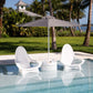 TenJam Splash Woosah In-Pool Chair set with umbrella by poolside, perfect for SOS Pool relaxation. SKU: Woosah-2Pack