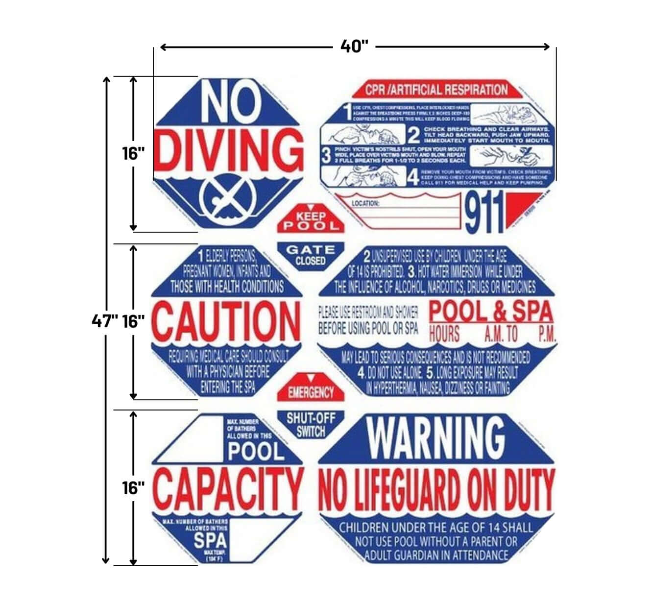 Traffic Graphix CA 8 in 1 Large English Sign Hexagon Cut | TGPS1001