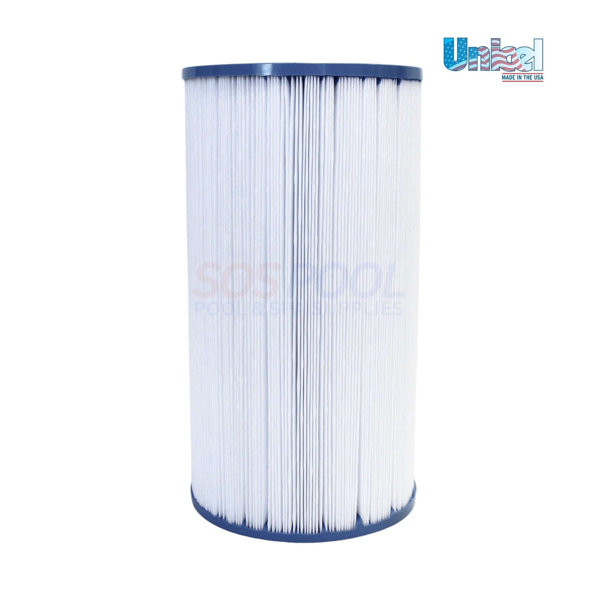 Unicel Pentair Rainbow Dynamic 35 | C-4335 cartridge filter with pleats for pool maintenance, shown from the side.