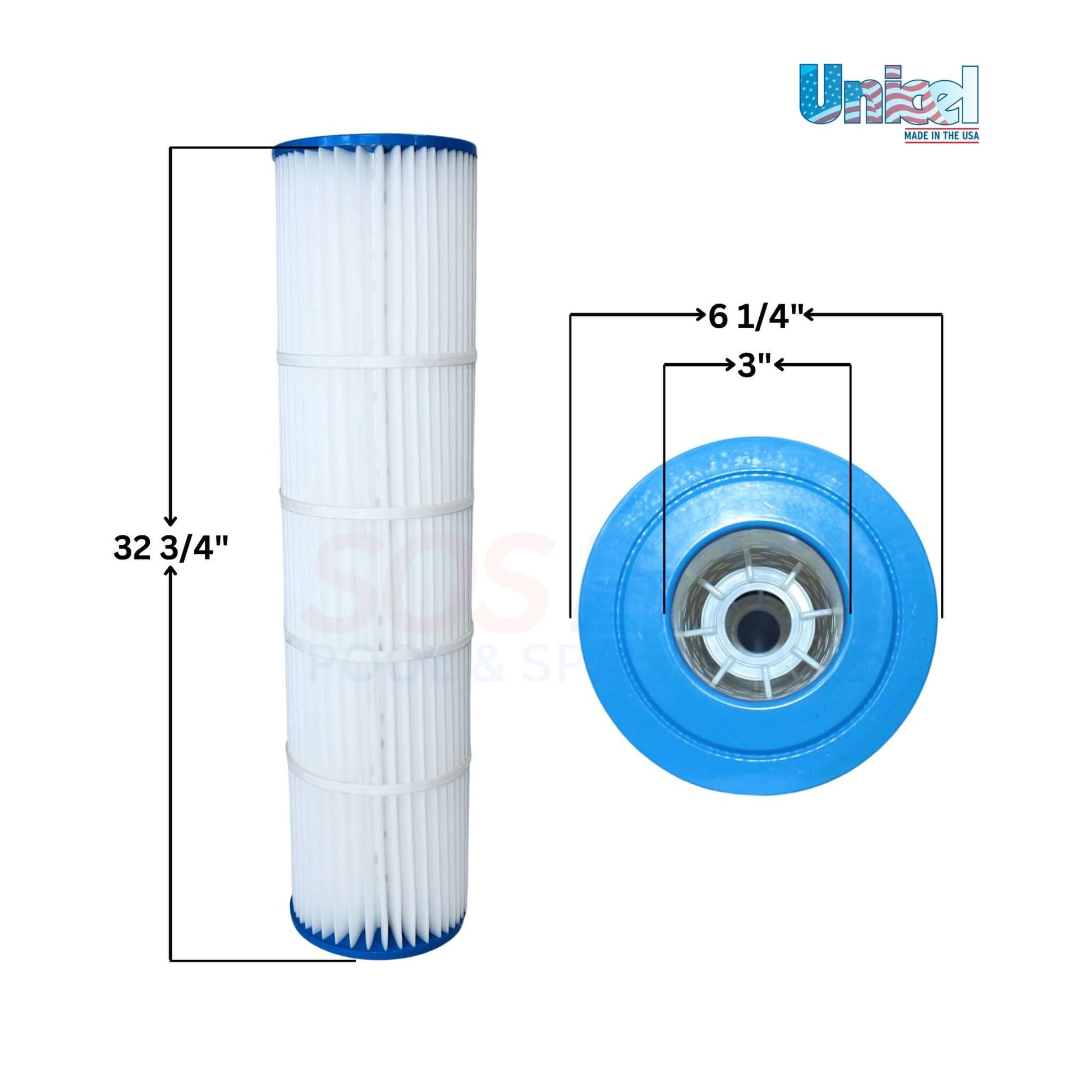 Unicel Cartridge C-6970 for Hayward DEP80 filters, 80 sq ft area, dimensions 32 3/4" x 6 1/4" for superior water clarity. SOS Pool.