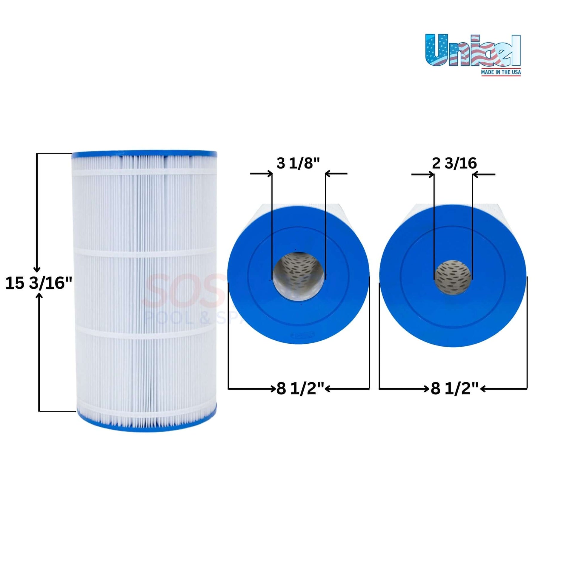 Unicel C-8310 Filter Cartridge for Jacuzzi Leisure, 100 sqft, features blue end caps and dimensions for pool supplies review.