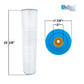 Unicel C-7679 replacement filter cartridge for Pac-Fab 150 GPM systems, dimensions 7-7/8" x 33-3/8", blue end cap, pleated design for superior pool filtration.
