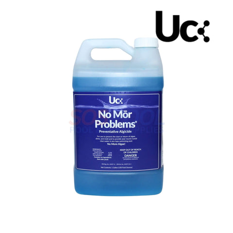 United Chemicals No Mor Problems 1 Gallon algaecide, prevents algae in pools, compatible with SOS Pool systems.