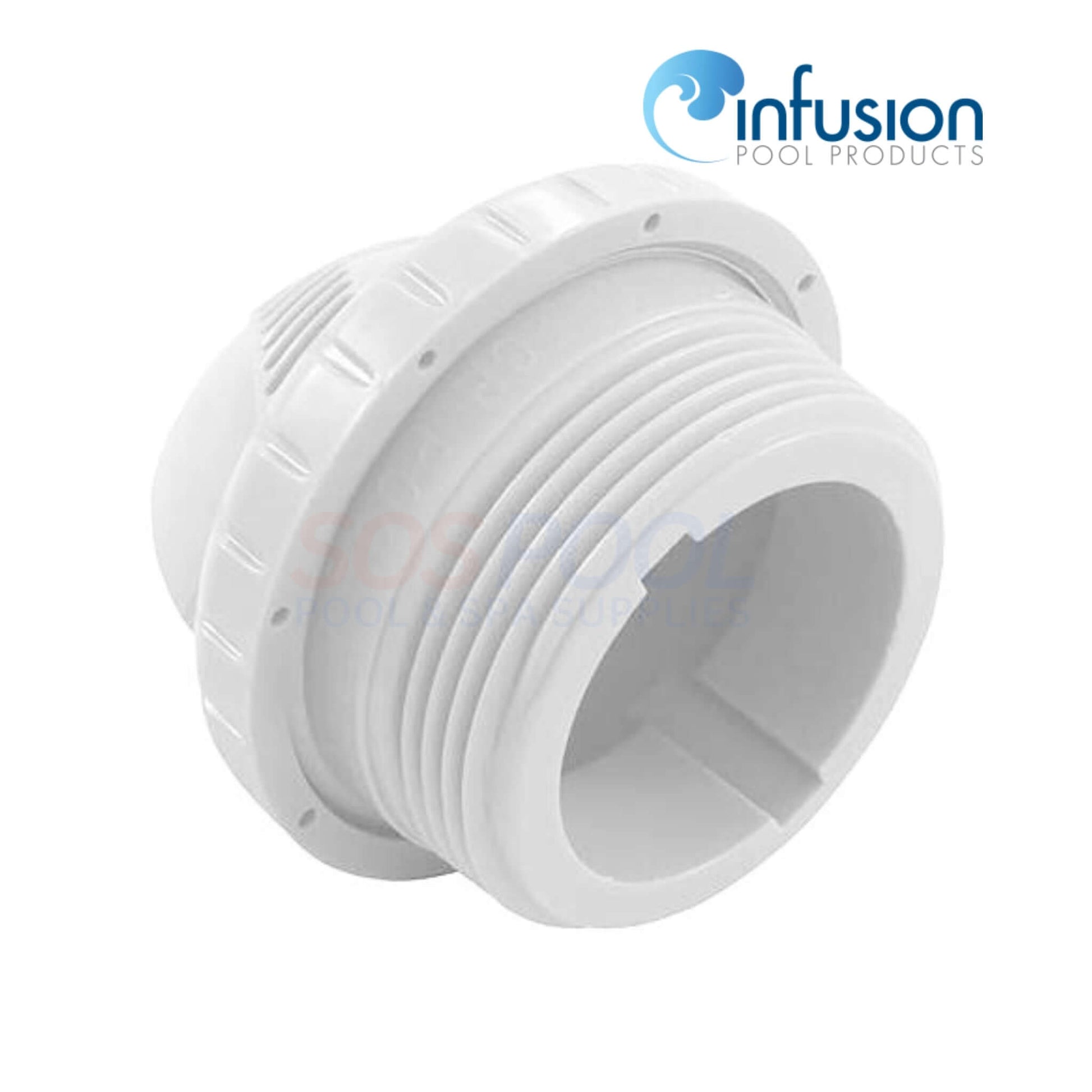 Infusion White Venturi Return Fitting VRFTHWH, 1.5" threaded, showcasing innovative venturi design, ideal for all pool types.