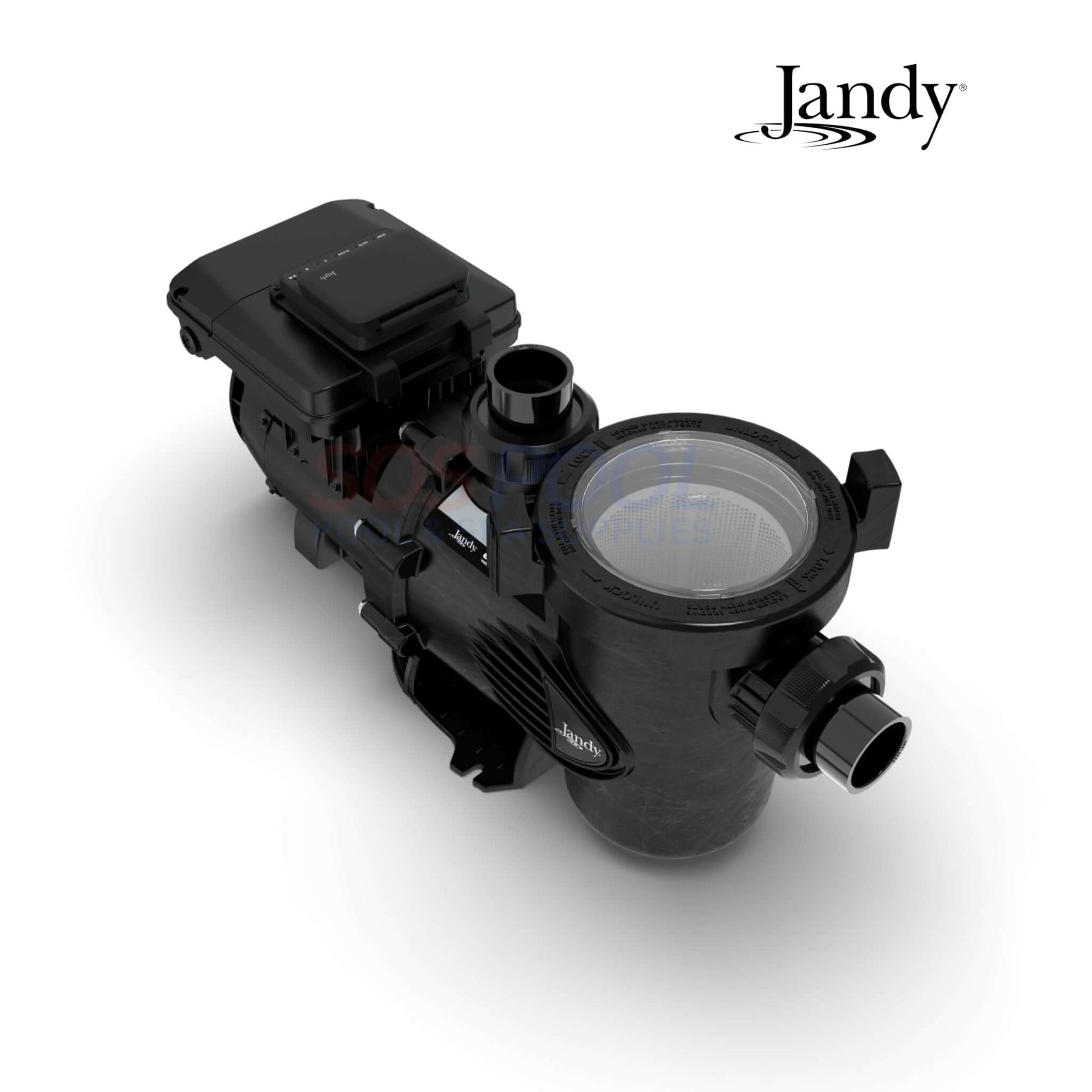 Jandy ePump VSSHP3802AS variable speed pump, 3.8 HP, black with top-mounted control for residential pools and spas.
