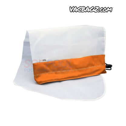 VacBagz Power Vacuum 65 Micron Bag | 30" | Orange | 1509-30 showing durable orange and white fabric design for pool vacuum systems.